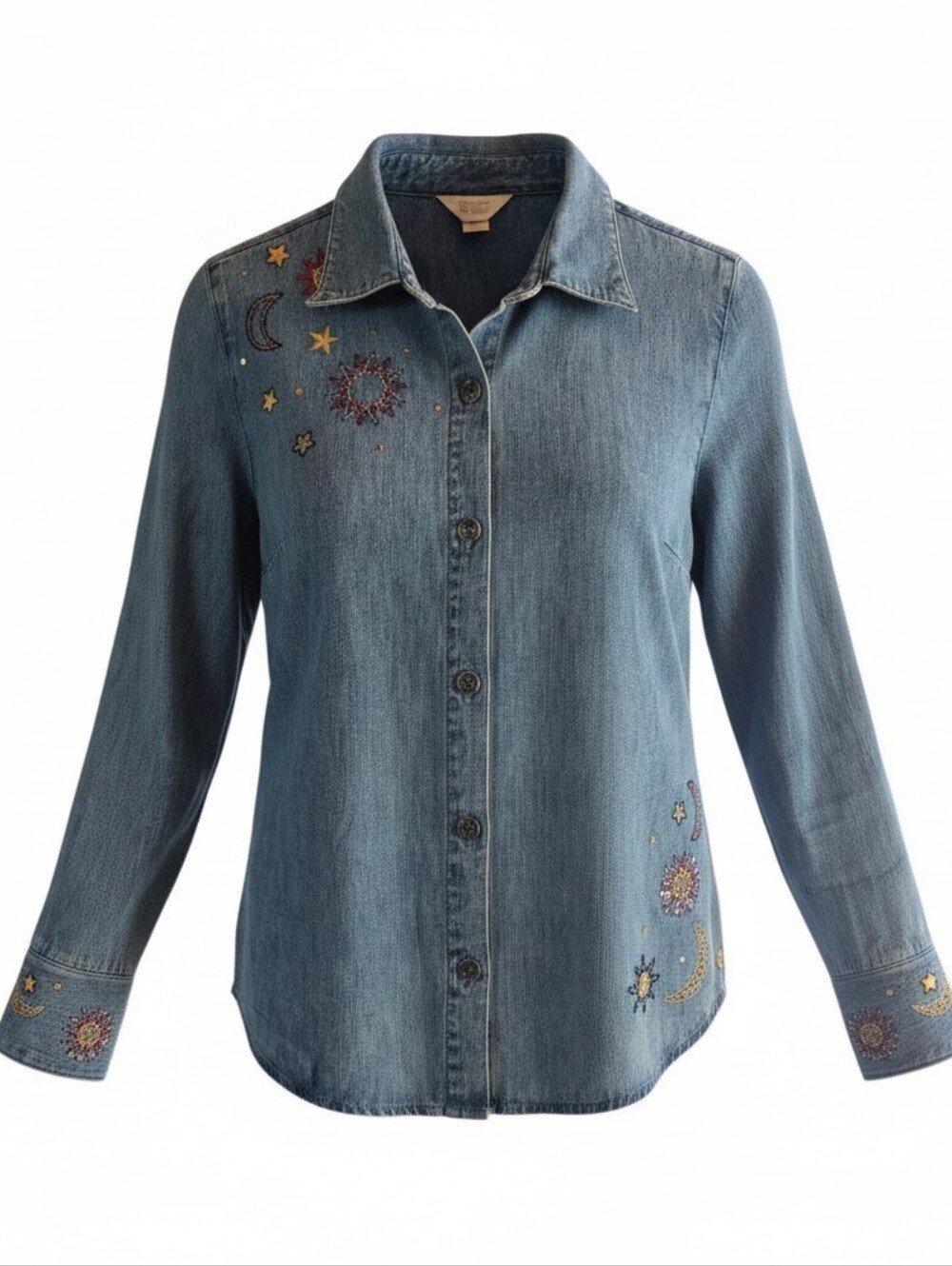 Christopher & Banks Embroidered Denim Button-Down Shirt